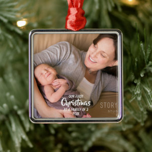 First Christmas As A Family of 3 Metal Ornament