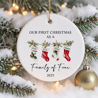 First Christmas As A Family of Four Ceramic Ornament