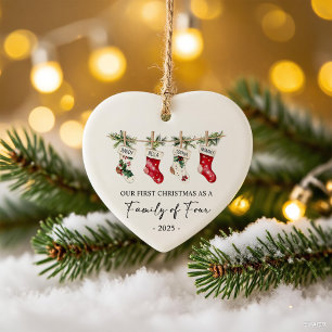 First Christmas As A Family of Four Ceramic Ornament
