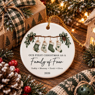 First Christmas As A Family of Four Ceramic Ornament