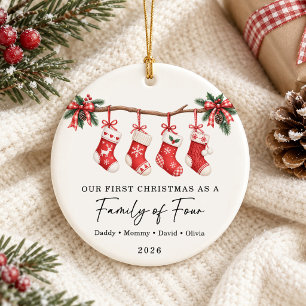 First Christmas As A Family of Four Ceramic Ornament