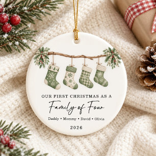 First Christmas As A Family of Four Ceramic Ornament