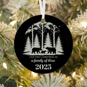 First Christmas As a Family of Three 2025 Custom Metal Tree Decoration