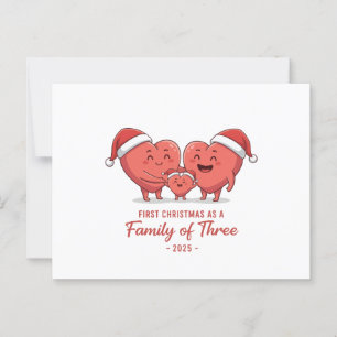First Christmas As A Family Of Three 2025 Heart  Postcard