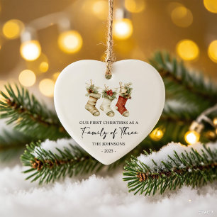 First Christmas as a Family of Three Ceramic Ornament