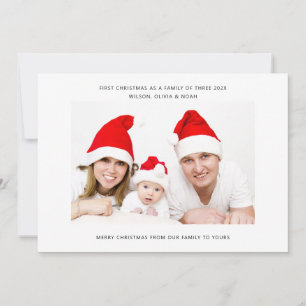 First Christmas as a family of three family photo Holiday Card