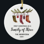 First Christmas as a Family of Three ornament<br><div class="desc">First Christmas as a Family of Three Christmas ornament</div>