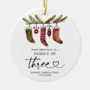 First Christmas As A Family of Three Ornament Gift