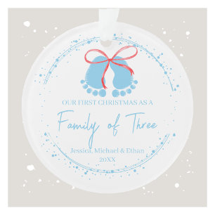 First Christmas as a Family of Three Personalised Ornament
