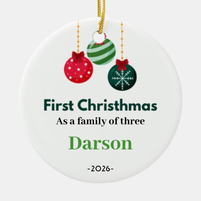 First Christmas as a Family Personalised ornament  (Front)