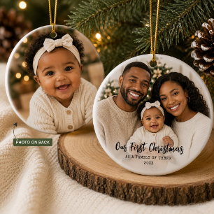 First Christmas as a Family Personalised Photo Ceramic Ornament