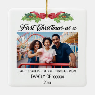 First Christmas as a Family With Custom 2 Photos Ceramic Ornament