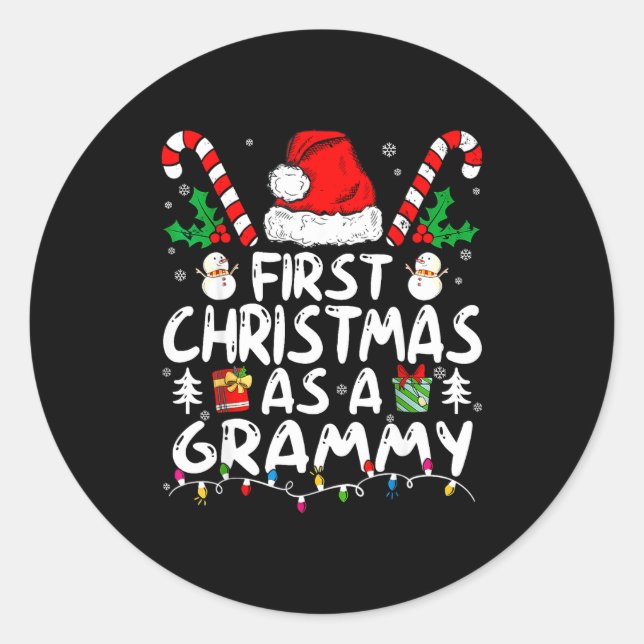First Christmas As A Grammy New Grammy  Classic Round Sticker (Front)