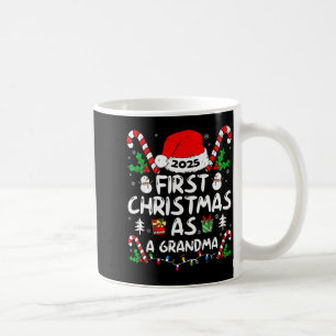 First Christmas As A Grandma 2025 Family Matching  Coffee Mug
