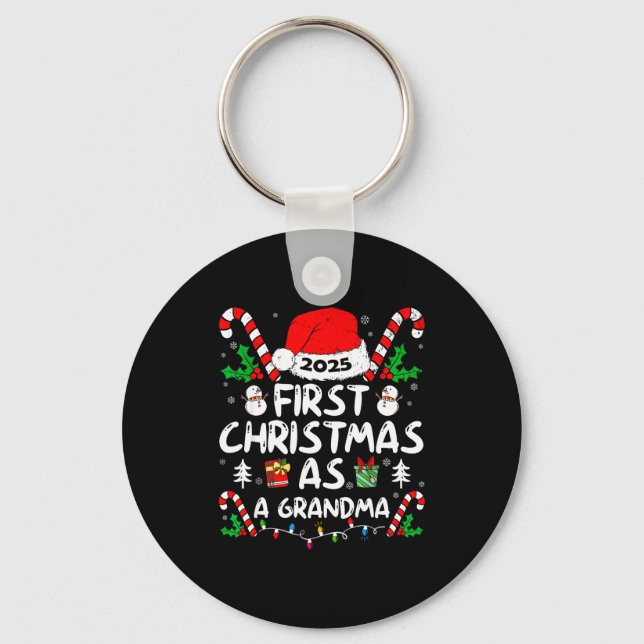 First Christmas As A Grandma 2025 Family Matching  Key Ring (Front)