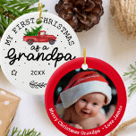 First Christmas As A Grandpa Ceramic Ornament<br><div class="desc">Celebrate the joy and warmth of becoming a grandparent during the holiday season with our "First Christmas as a Grandpa" Ceramic Ornament. This heartwarming ornament is the perfect way to mark this significant milestone and create lasting memories. Becoming a grandparent is a momentous occasion filled with love, anticipation, and boundless...</div>