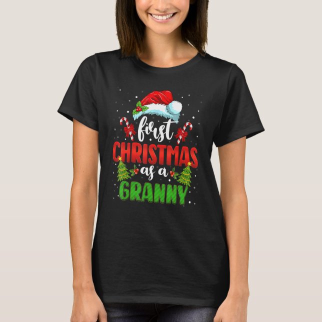 First Christmas As A Granny Santa Gender Reveal Ch T-Shirt (Front)