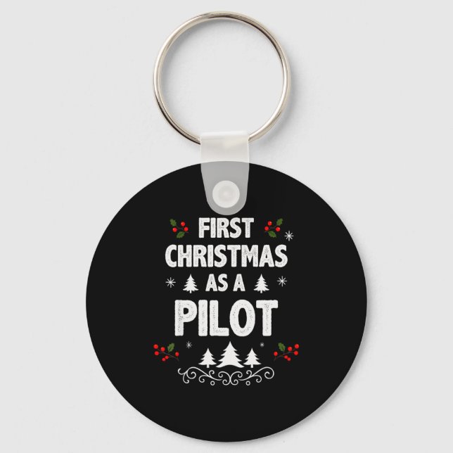First Christmas As A Lot Funny Holiday Men Women X Key Ring (Front)