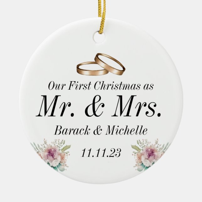 First Christmas as a Married Couple Ornament (Front)