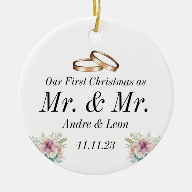 First Christmas as a Married Couple Ornament (Front)