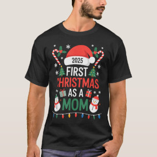 First Christmas As A Mom 2025 Family Matching Holi T-Shirt