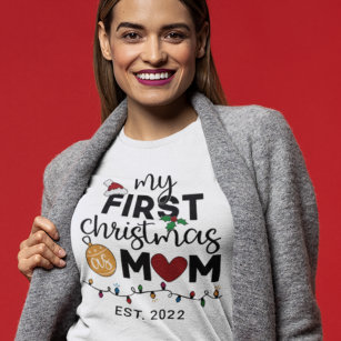 First Christmas as a mom - family matching cute T-Shirt