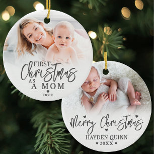 First Christmas As A Mum Baby Photo Mother Ceramic Ornament