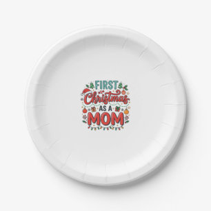 First Christmas As A Mum Holiday Design Paper Plate