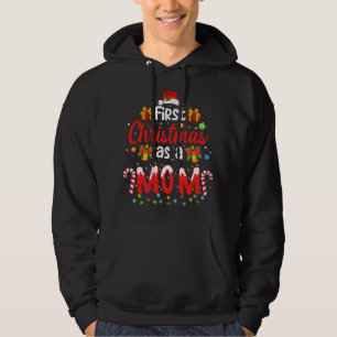 First Christmas As a Mum Santa Hat Ugly Xmas Famil Hoodie