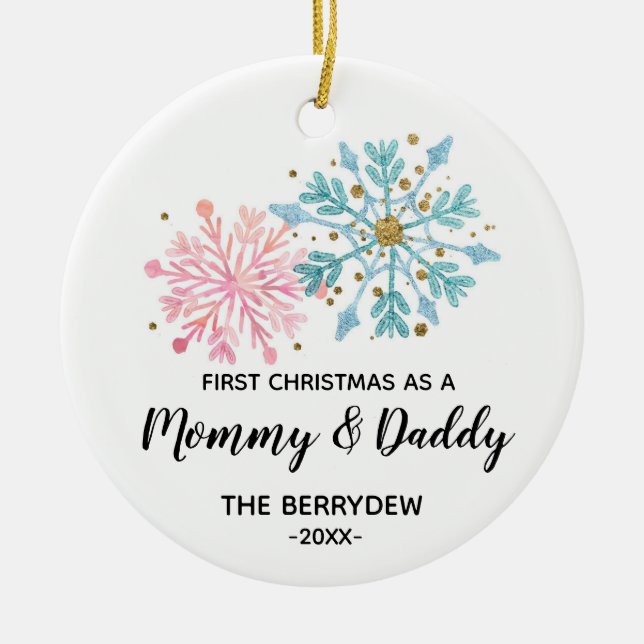 First Christmas as a Mummy and Daddy ornament (Front)