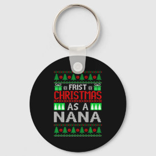 First Christmas As A Nana Santa Hat Ugly Xmas New Key Ring