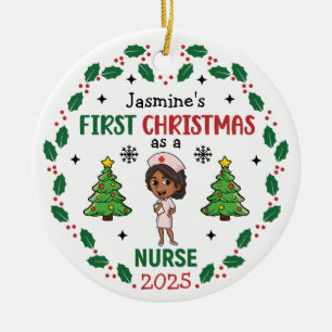 First Christmas As A Nurse Personalised Ceramic Ornament