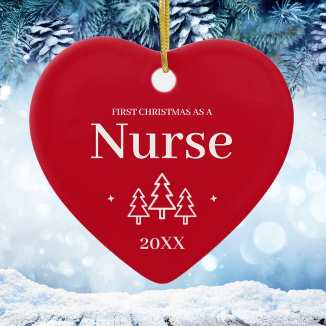 First Christmas As a Nurse Red Ceramic Ornament (Red Nurse First Christmas Ornament
)