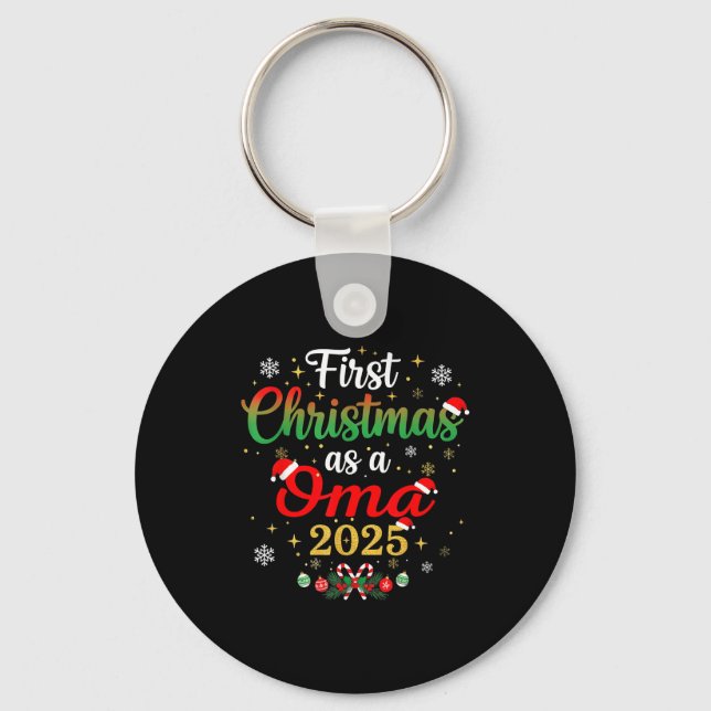 First Christmas As A Oma 2025 New Mommy Xmas  Key Ring (Front)