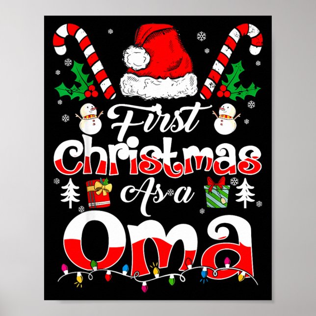 First Christmas As A Oma Family Matching  Poster (Front)