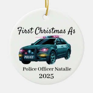 First Christmas as a police officer, police Ceramic Ornament