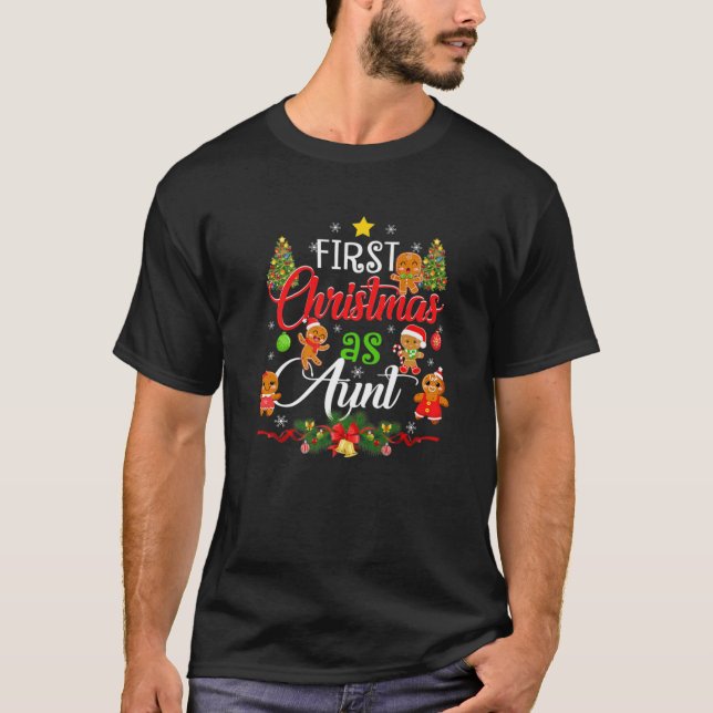 First Christmas As Aunt Family Matching Pajama Xma T-Shirt (Front)