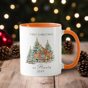 First Christmas as Aunt Watercolor Cute Giraffe  Mug