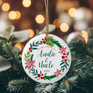 First Christmas as Auntie and Uncle Ceramic Ornament