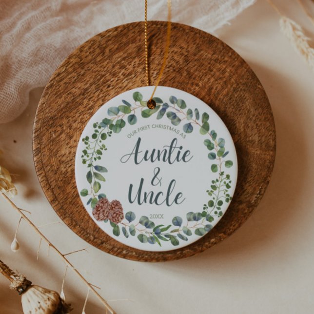 First Christmas as Auntie and Uncle Ceramic Ornament (Creator Uploaded)