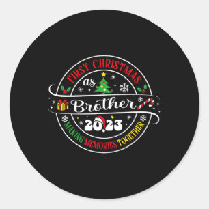 First Christmas As Brother 2023 Christmas Family X Classic Round Sticker