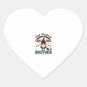 First Christmas As Brother Gnome Reindeer Sleigh Heart Sticker