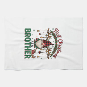 First Christmas As Brother Gnome Reindeer Sleigh Tea Towel