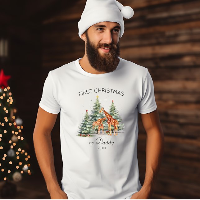 First Christmas as Dad Daddy Year Cute Giraffes  T-Shirt (Creator Uploaded)