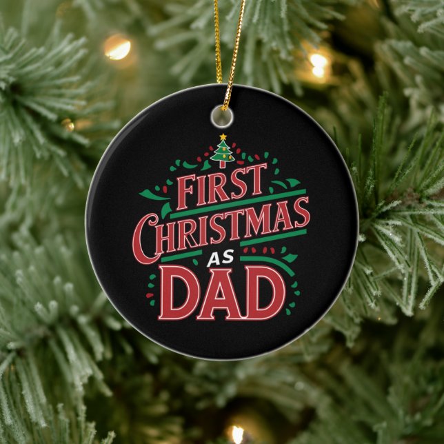 First Christmas As Dad Matching Christmas  Ceramic Ornament (Tree)