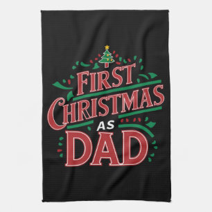 First Christmas As Dad Matching Christmas  Tea Towel