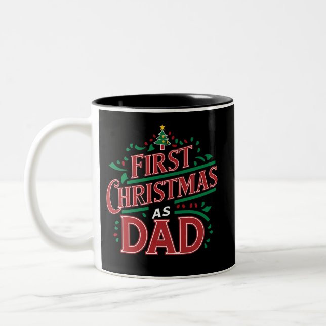 First Christmas As Dad Matching Christmas  Two-Tone Coffee Mug (Left)