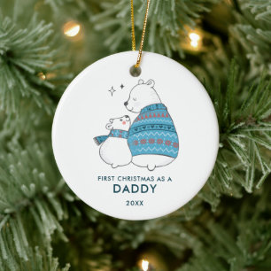 First Christmas As Daddy Personalised Winter Bears Ceramic Ornament