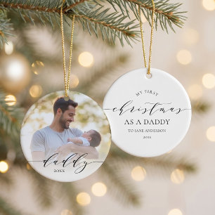 First Christmas as Daddy Photo Christmas Ceramic Ornament