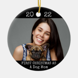 First Christmas As Dog Mum 2 Photo 2 Sided Black  Ceramic Ornament